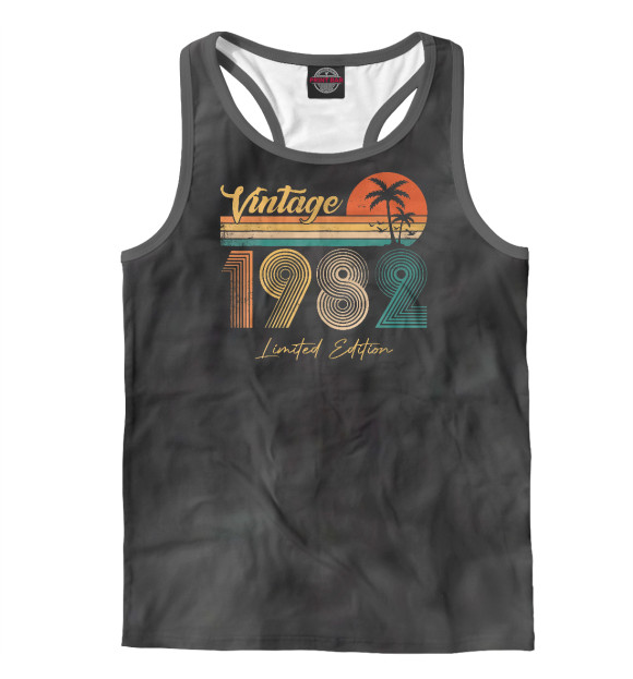 Мужская майка-борцовка с изображением Vintage 1982 цвета Белый