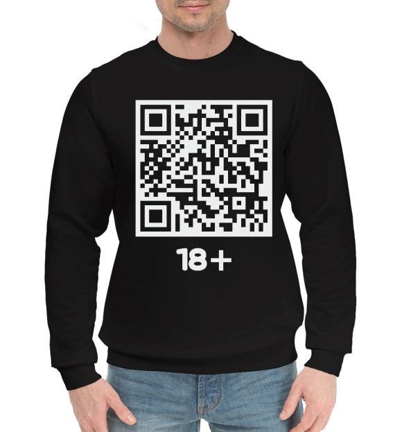 Мужской хлопковый свитшот с изображением 18+ цвета Черный