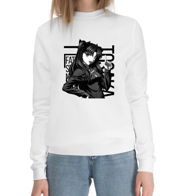 Женский хлопковый свитшот с изображением Тосака Рин цвета Белый