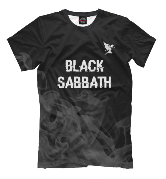 Мужская футболка с изображением Black Sabbath Glitch Black цвета Белый