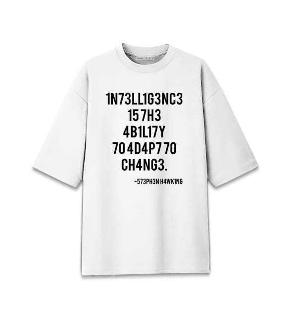 Женская футболка оверсайз с притом Intelligence цвета Белый Женская футболка оверсайз с изображением Intelligence цвета Белый