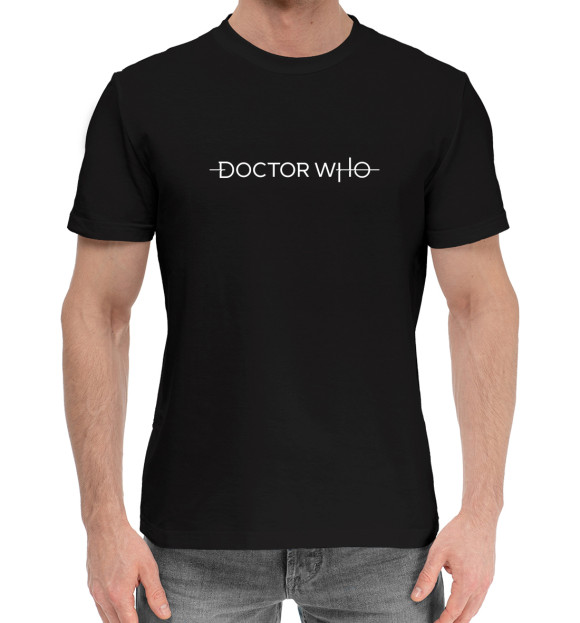 Мужская хлопковая футболка с изображением Доктор Кто цвета Черный