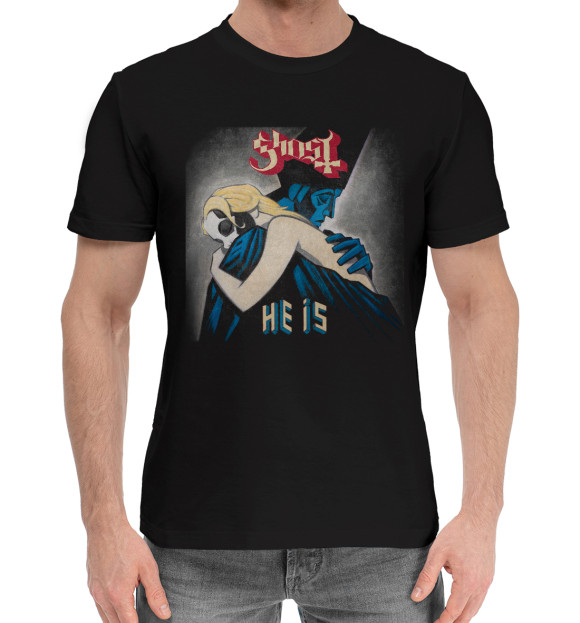Мужская хлопковая футболка с изображением Ghost цвета Черный