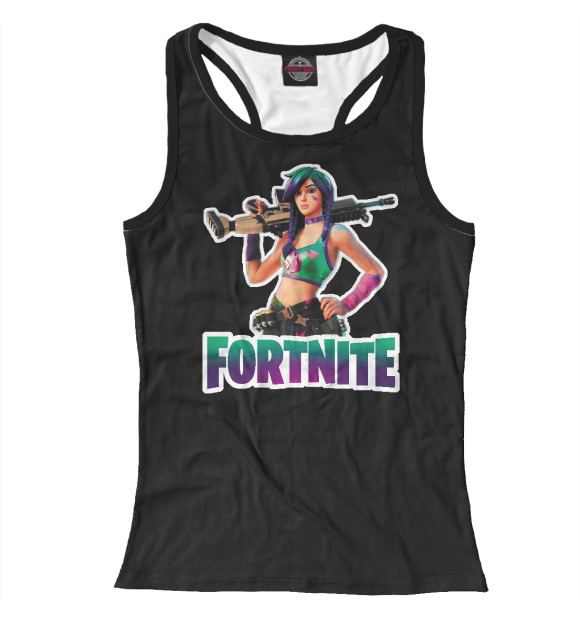 Женская майка-борцовка с изображением Fortnite - Girl with Gun цвета Белый