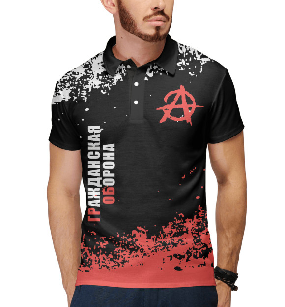 Мужское поло с изображением Гражданская Оборона цвета Белый