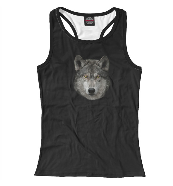 Женская майка-борцовка с изображением Волк голова цвета Белый