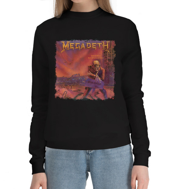 Женский хлопковый свитшот с изображением Megadeth цвета Черный