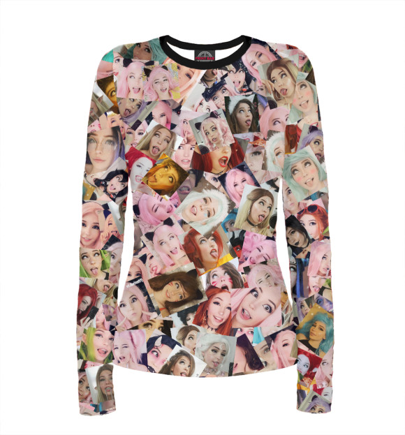 Женский лонгслив с изображением Belle Delphine цвета Белый