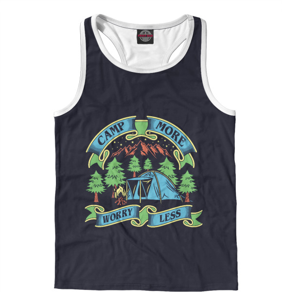 Мужская майка-борцовка с изображением Лагерь цвета Белый