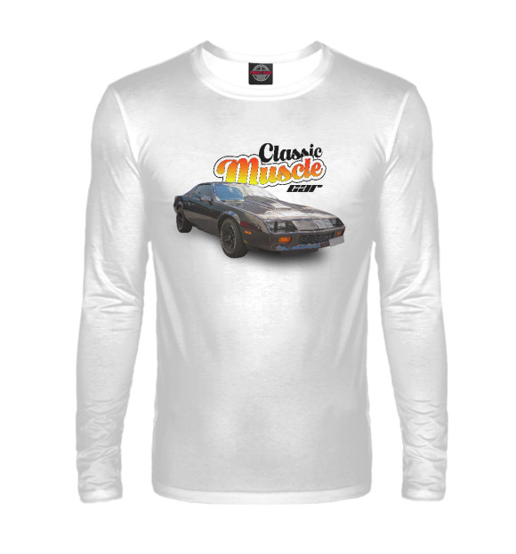 Мужской лонгслив с изображением Classic muscle car chevrolet camaro цвета Белый