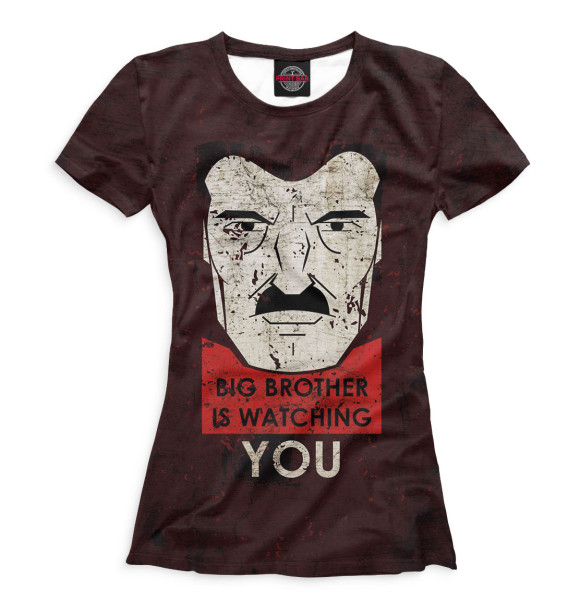 Женская футболка с изображением Big brother is watching you цвета Белый