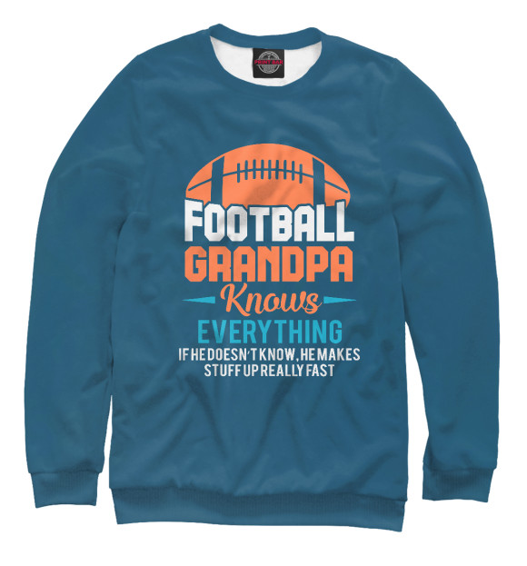 Женский свитшот с изображением American Football Grandpa цвета Белый