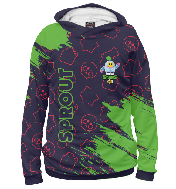 Мужское худи с изображением Brawl Stars Sprout цвета Белый