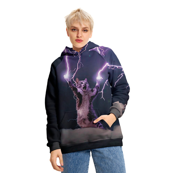 Женское худи с изображением Грозовой кошак цвета Белый