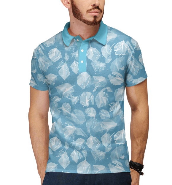 Мужское поло с изображением Ледяной воздух цвета Белый