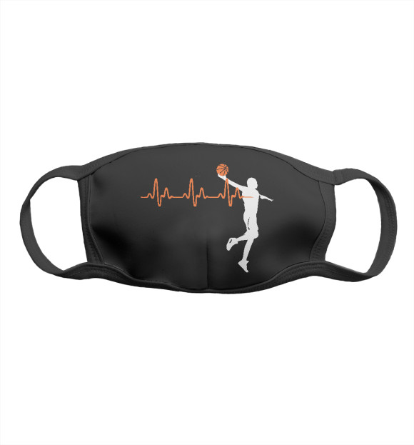 Маска тканевая с притом Баскетбольный пульс цвета Белый Маска тканевая с изображением Баскетбольный пульс цвета Белый