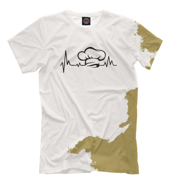 Мужская футболка с изображением Chef Hat Heartbeat цвета Белый