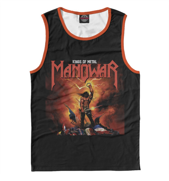 Майка для мальчика с притом Manowar цвета Белый Майка для мальчика с изображением Manowar цвета Белый
