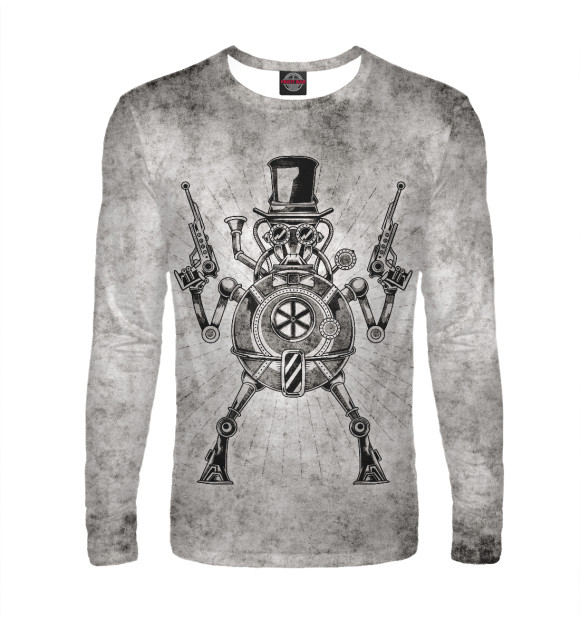 Мужской лонгслив с изображением Steampunk цвета Белый