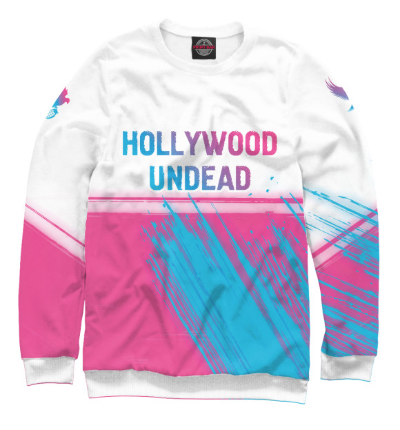 Мужской свитшот с изображением Hollywood Undead Neon Gradient цвета Белый