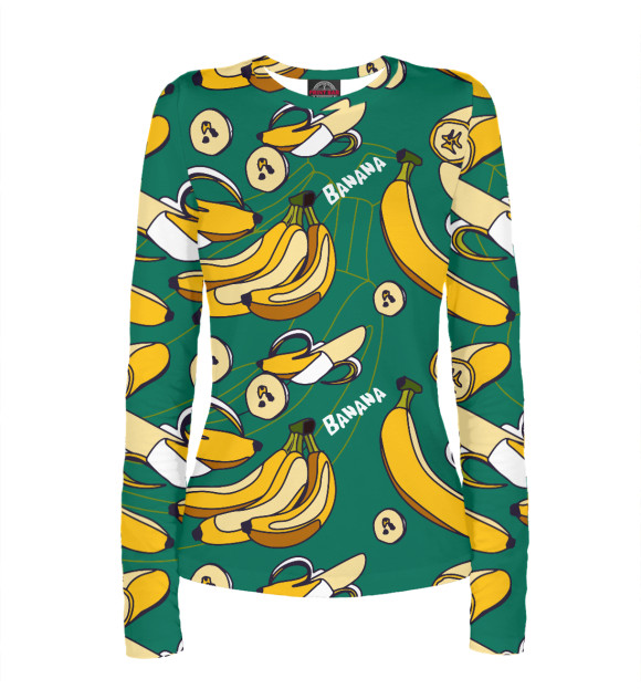 Женский лонгслив с изображением Banana pattern цвета Белый