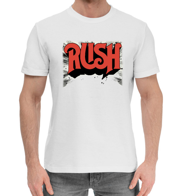 Мужская хлопковая футболка с изображением Rush цвета Белый