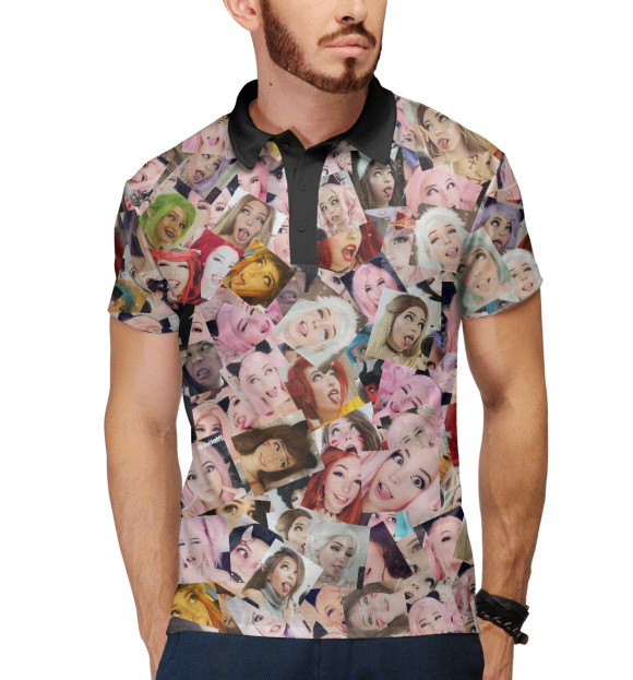 Мужское поло с изображением Belle Delphine цвета Белый