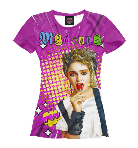 Женская футболка с изображением Madonna 80s Pop Art цвета Белый