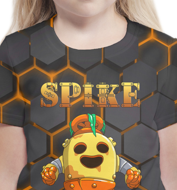 Футболка для девочек с изображением Brawl Stars Spike Robot цвета Белый