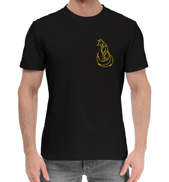 Мужская хлопковая футболка с изображением Foxy - Контур цвета Черный