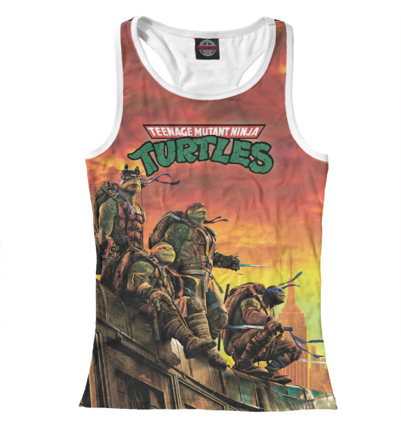 Женская майка-борцовка с изображением Черепашки - ниндзя цвета Белый
