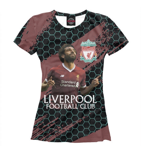 Футболка для девочек с изображением Liverpool: Мохамед Салах. цвета Белый