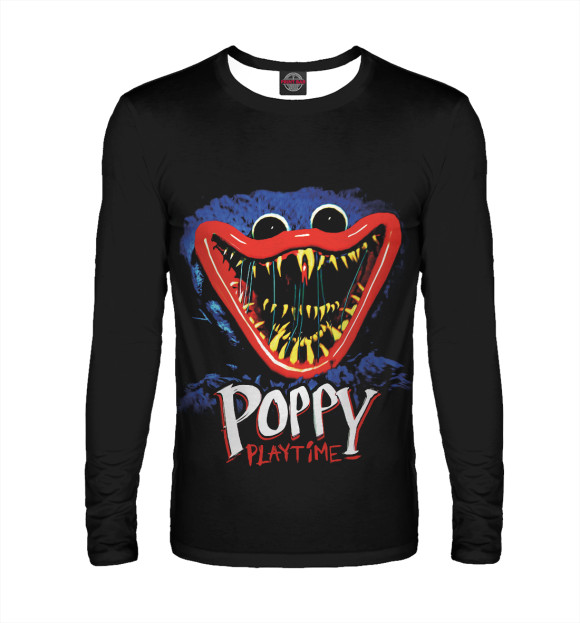 Мужской лонгслив с изображением Poppy Playtime Хагги Вагги цвета Белый