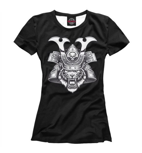 Футболка для девочек с изображением Tiger Samurai цвета Белый