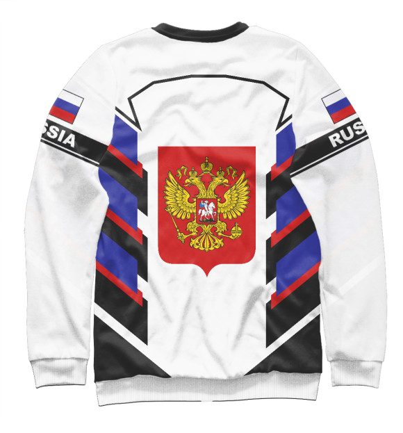 Женский свитшот с изображением Флаг России на рукавах цвета Белый