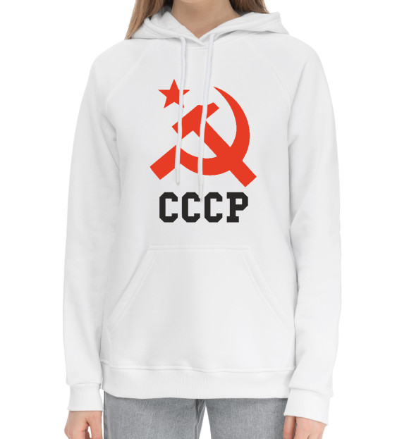 Женский хлопковый худи с изображением СССР цвета Белый