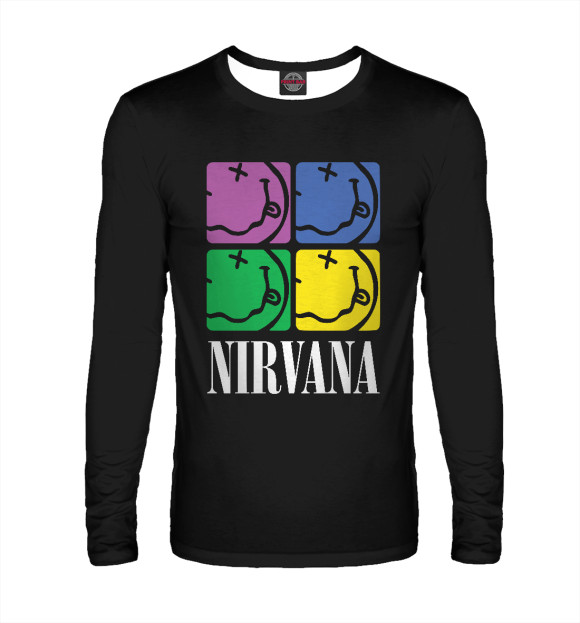 Мужской лонгслив с изображением Нирвана (Nirvana) цвета Белый