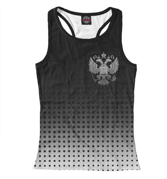 Женская майка-борцовка с изображением Герб России цвета Белый
