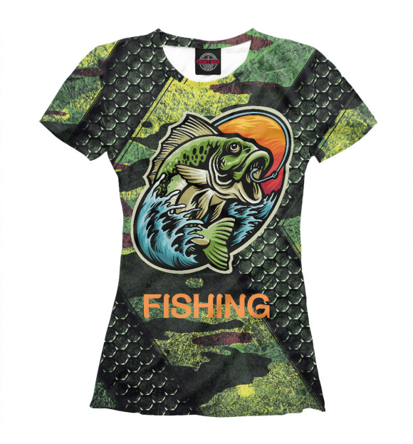 Футболка для девочек с изображением Fishing цвета Белый