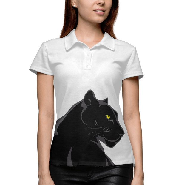 Женское поло с изображением Чёрная пантера цвета Белый