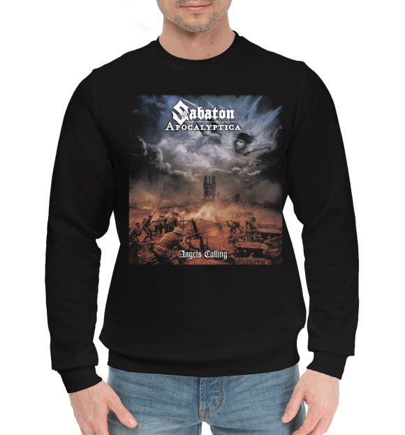 Мужской хлопковый свитшот с изображением Sabaton цвета Черный