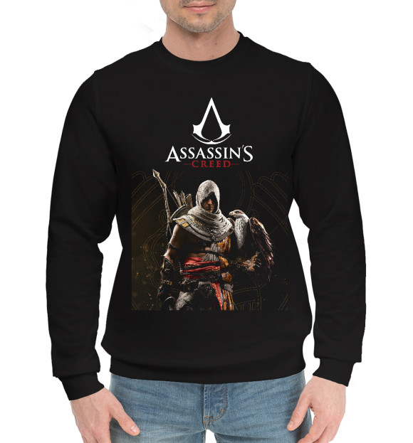 Мужской хлопковый свитшот с изображением Assassin's creed цвета Черный