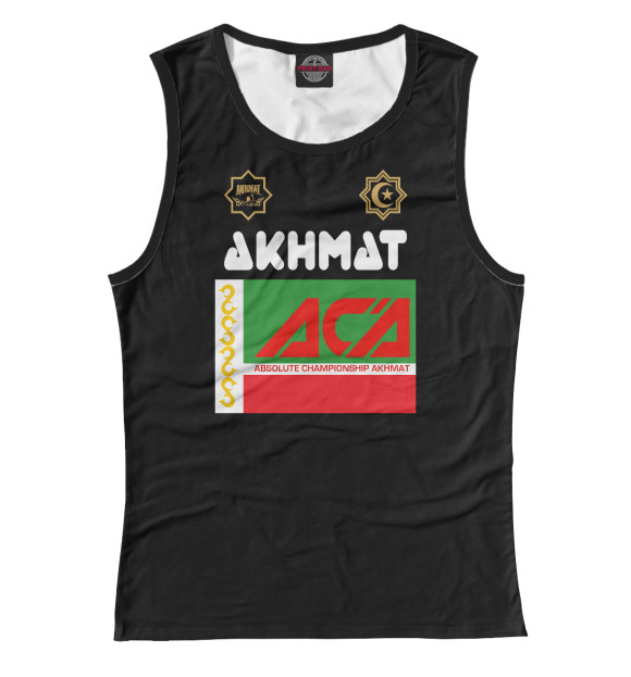 Женская майка с притом Akhmat цвета Белый Женская майка с изображением Akhmat цвета Белый
