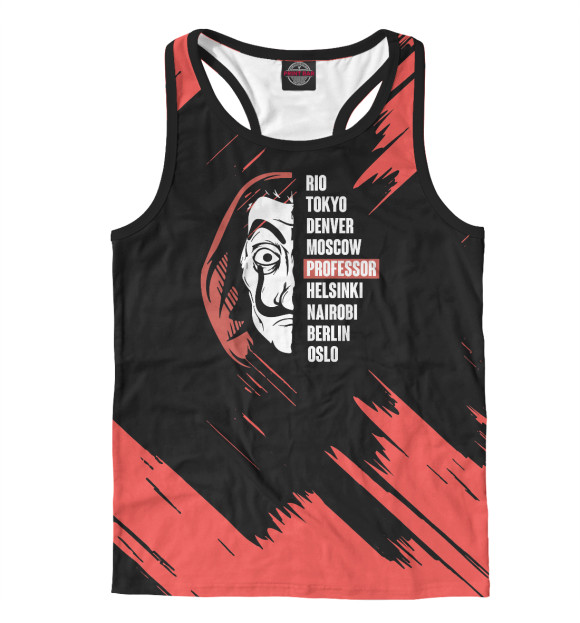 Мужская майка-борцовка с притом Бумажный Дом цвета Белый Мужская майка-борцовка с изображением Бумажный Дом цвета Белый