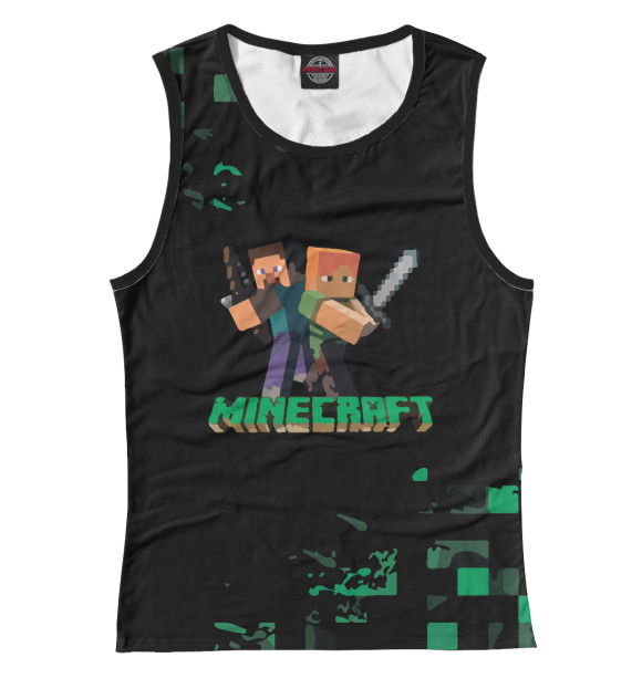 Майка для девочки с притом Minecraft цвета Белый Майка для девочки с изображением Minecraft цвета Белый