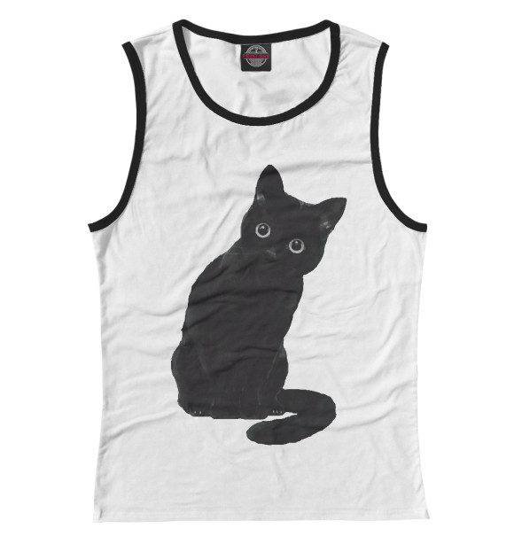 Майка для девочки с изображением Black Cat цвета Белый