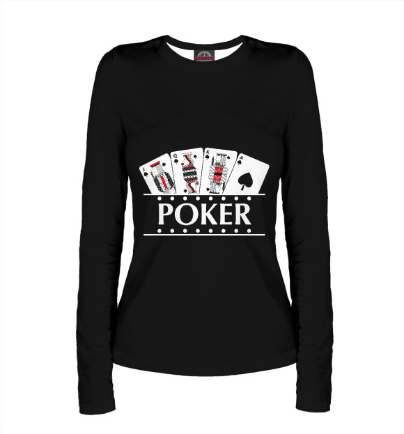 Женский лонгслив с изображением Покер цвета Белый