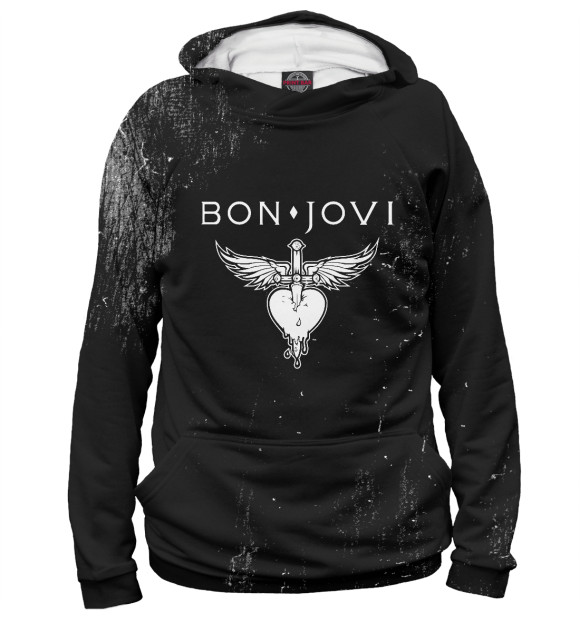 Женское худи с изображением Bon Jovi цвета Белый