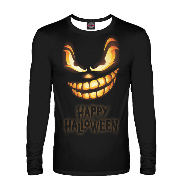 Мужской лонгслив с изображением Happy Halloween цвета Белый