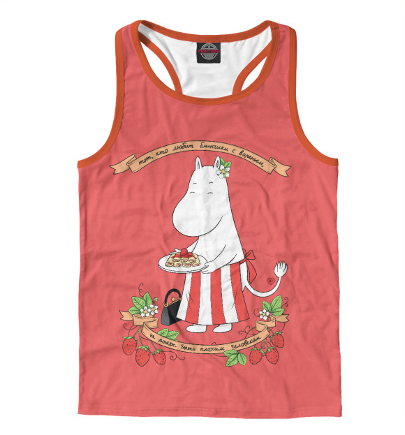 Мужская майка-борцовка с изображением Муми-мама и варенье цвета Белый